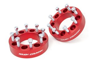 Ram 2500 Wheel Spacers - Rough Country - 2 Inch, 8x6.5, 6061-T6 Aluminum - Red - '12-'14 Ram 2500 Wheel Spacers - Rough Country - 2 Inch, 8x6.5, 6061-T6 Aluminum - Red - '12-'14